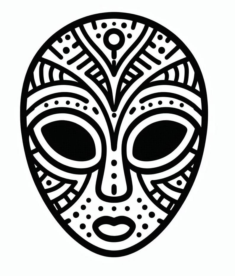 Masque africain pour les enfants coloring page