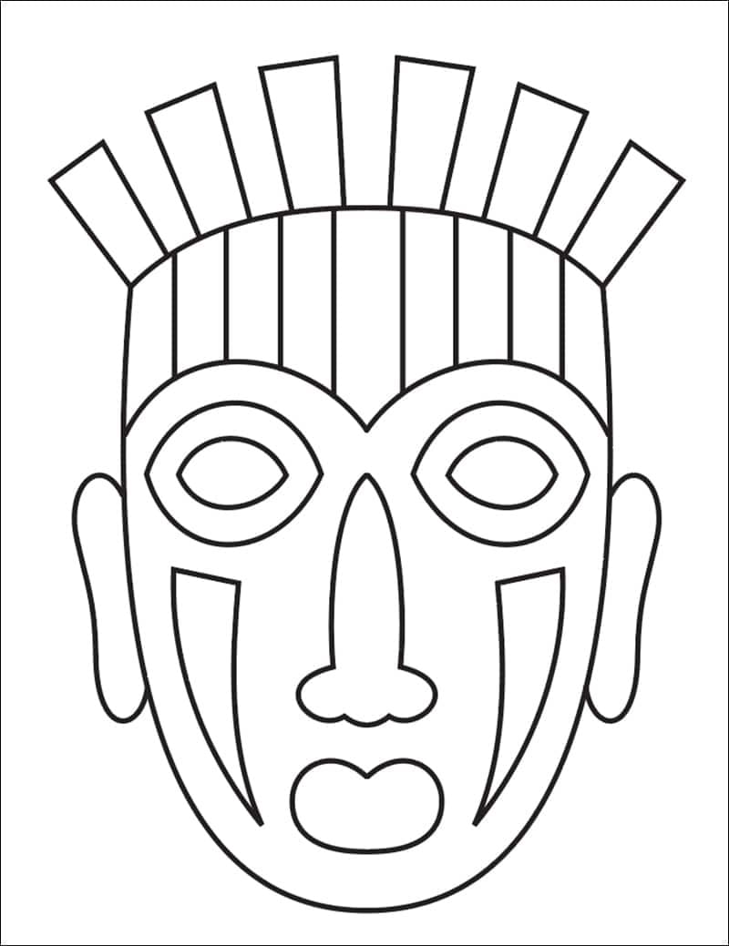 Masque africain simple coloring page