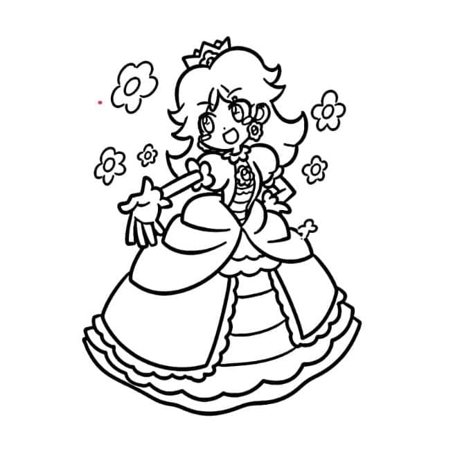 Coloriage Princesse Daisy dans Mario Bros