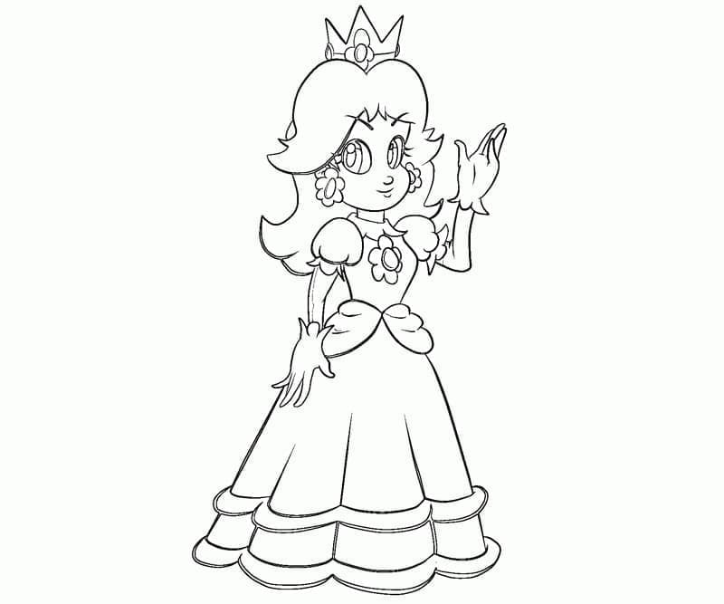 Coloriage Princesse Daisy Imprimable Gratuit Pour les Enfants