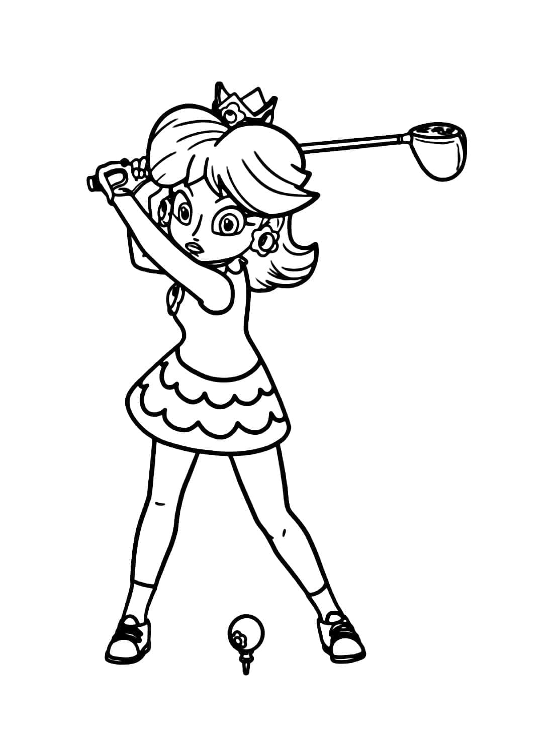 Coloriage Princesse Daisy Joue au Golf