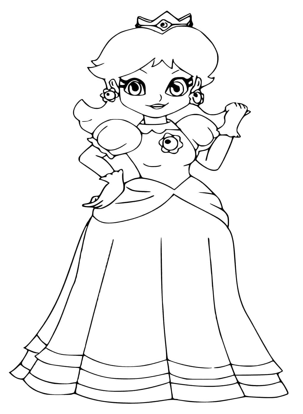 Coloriage Princesse Daisy Souriante