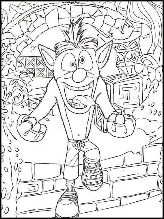 Coloriage Crash Bandicoot Pour les Enfants de 4 Ans