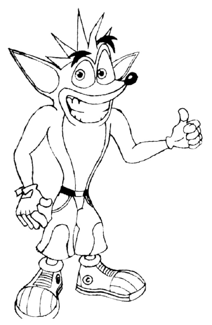 Coloriage Crash Bandicoot Pour les Enfants de 5 Ans