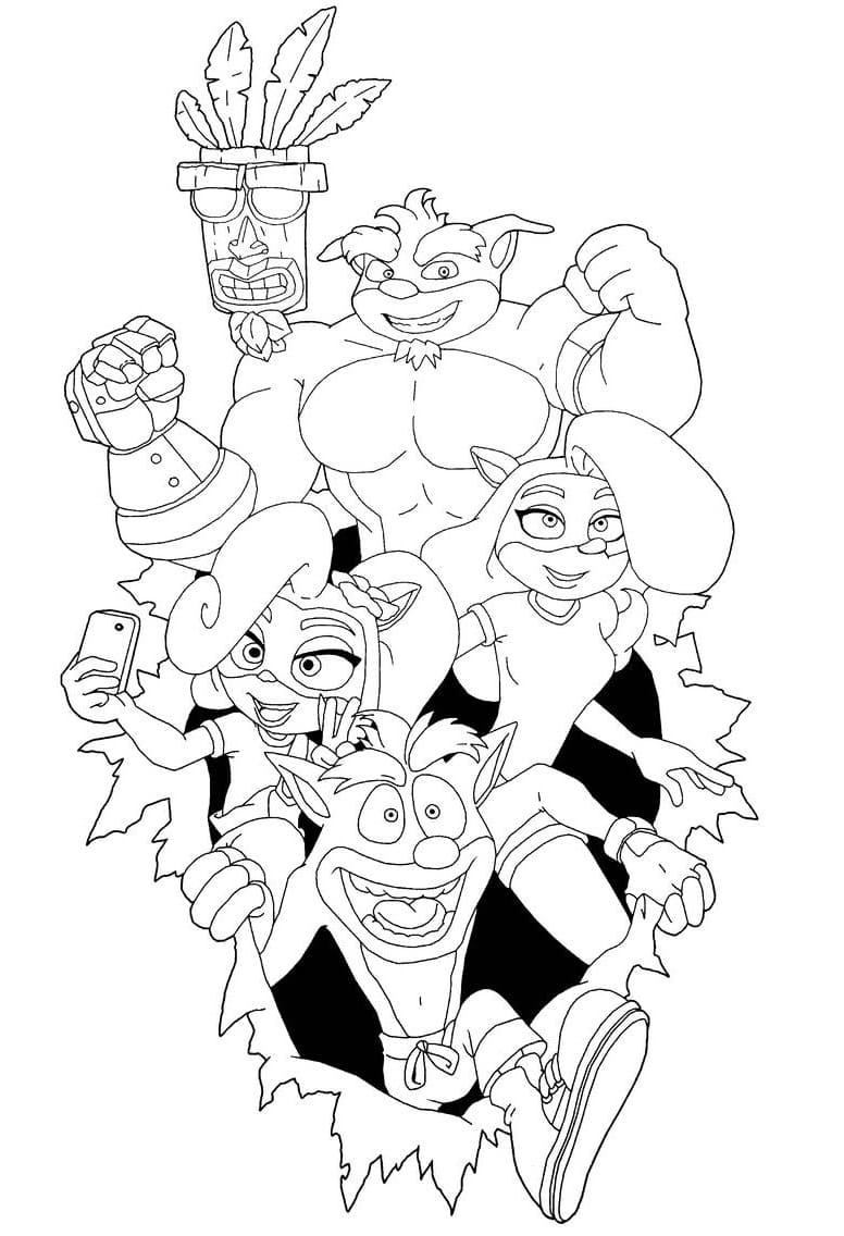 Coloriage Personnages de Crash Bandicoot