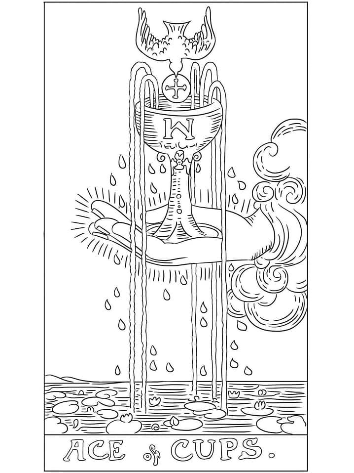Coloriage As de coupe tarot
