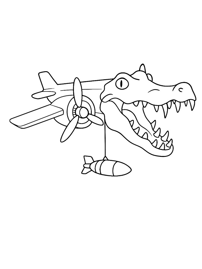Coloriage Bombardiro Crocodillo Brainrot Italien