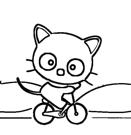 Coloriage Chococat fait du vélo