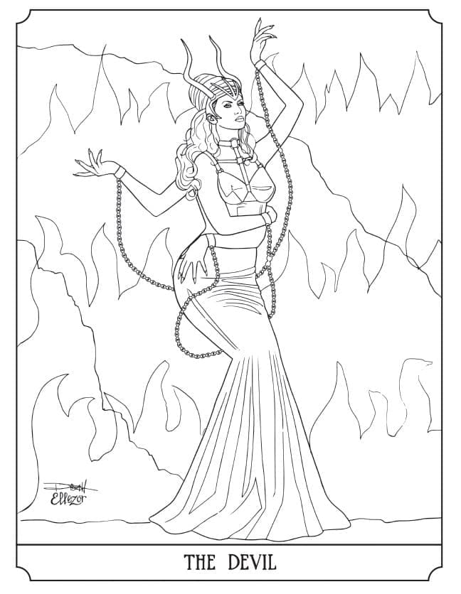 Coloriage Diable Tarot