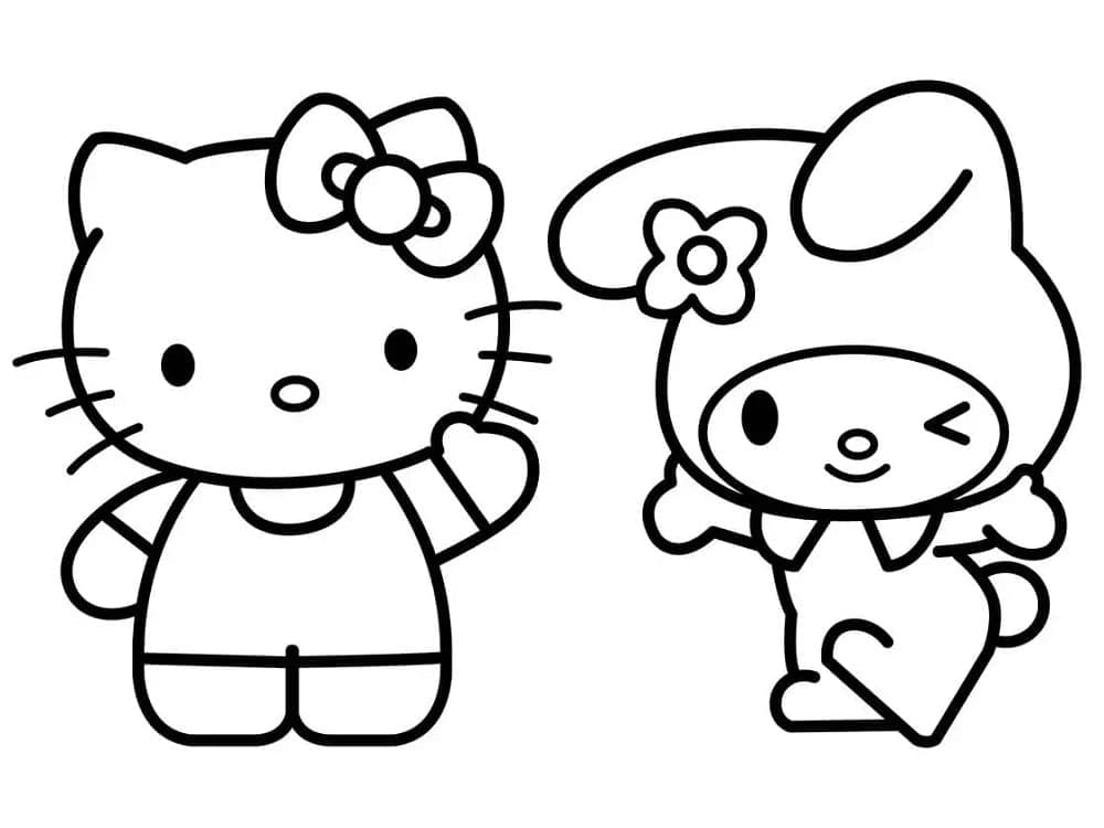 Coloriage Hello Kitty et My Melody de Sanrio