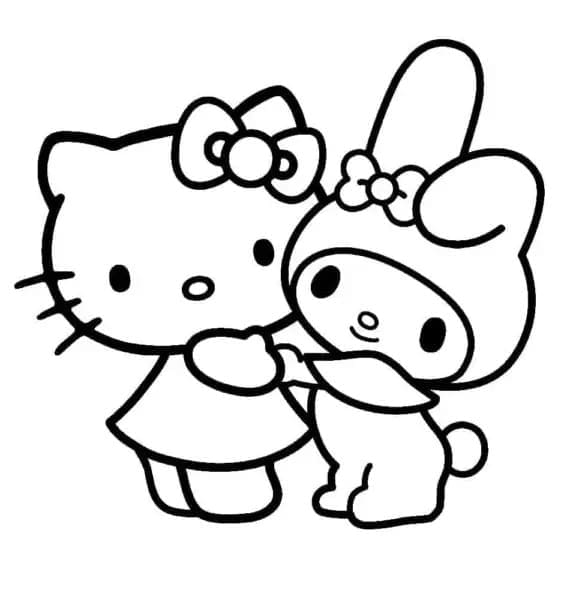 Coloriage Hello Kitty et My Melody