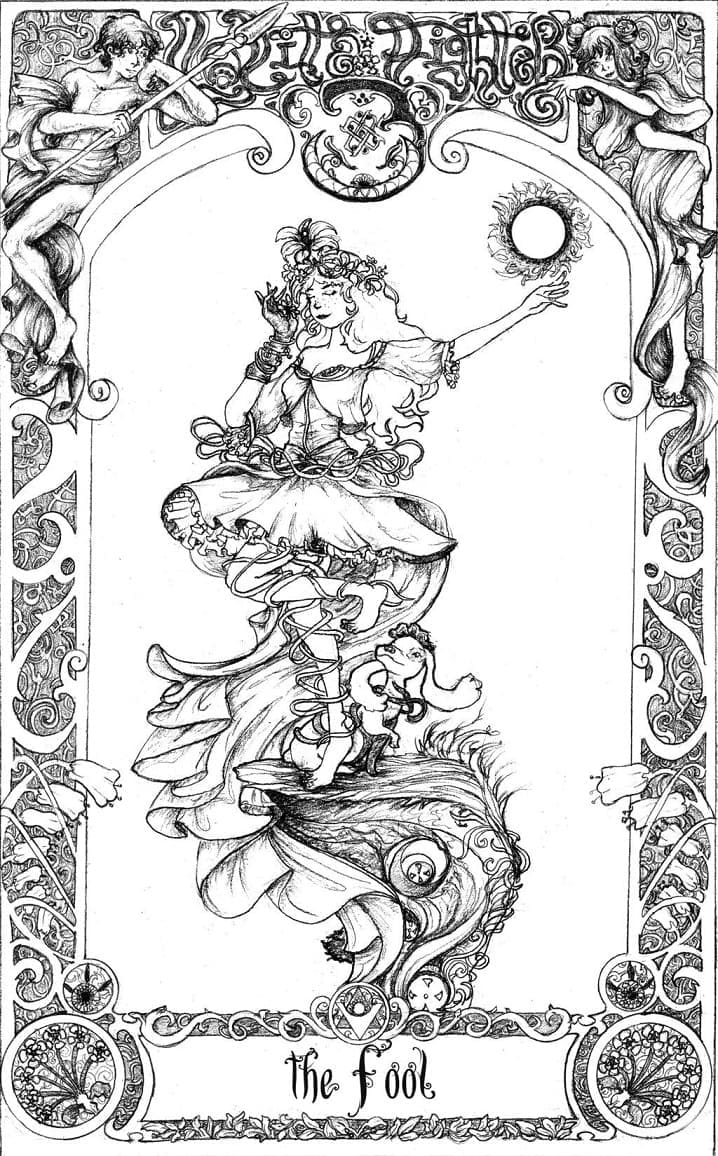 Coloriage Le Mat Carte de Tarot