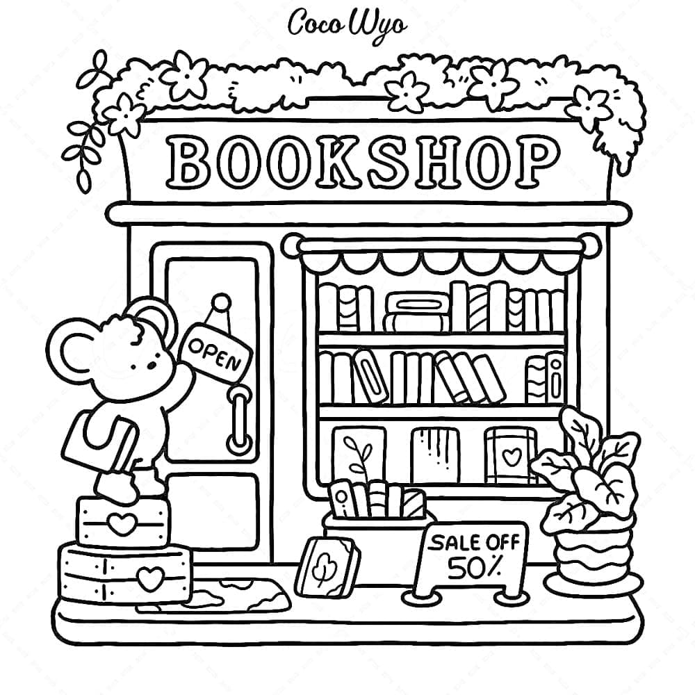 Coloriage Librairie Coco Wyo