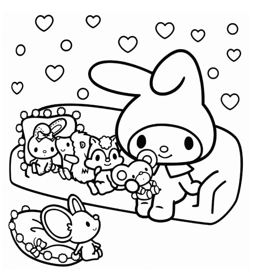 Coloriage My Melody avec des amis