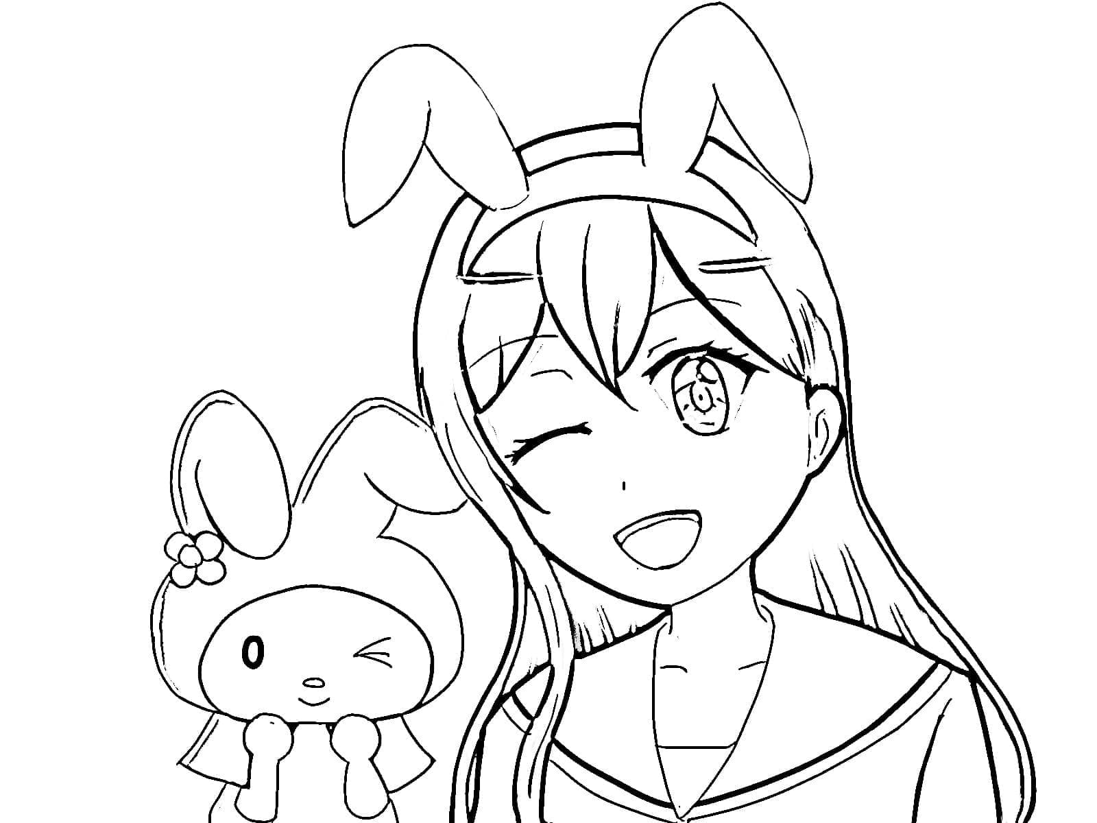 Coloriage My Melody et Jolie Fille