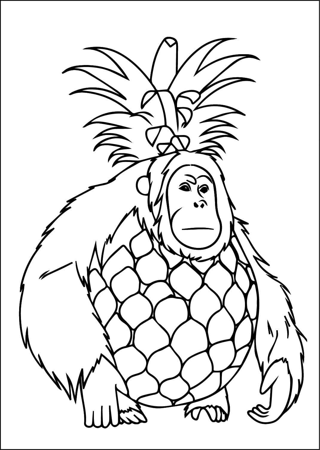 Coloriage Orangutini Ananasini Brainrot Italien