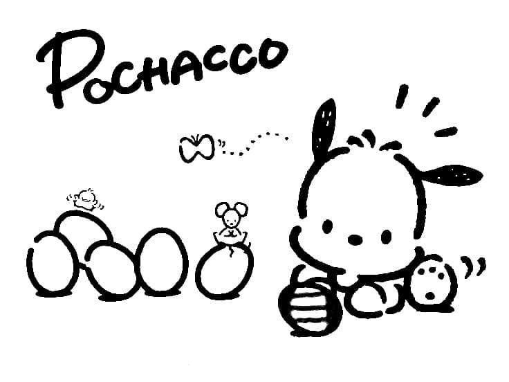 Coloriage Pochacco à Pâques