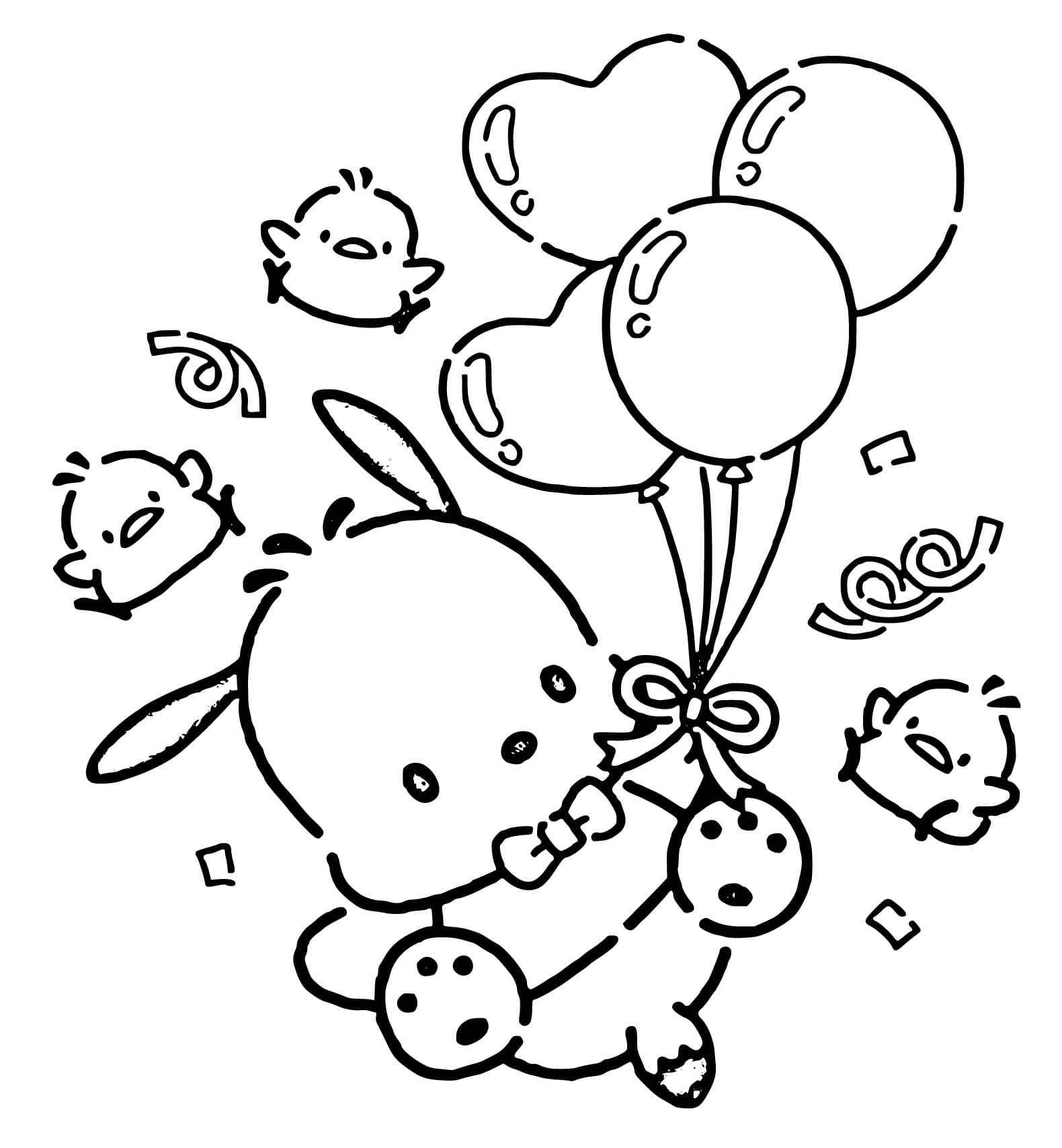Coloriage Pochacco avec des ballons
