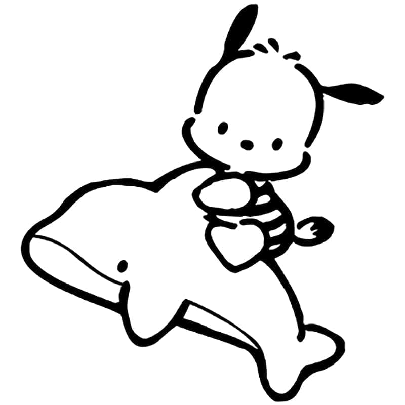 Coloriage Pochacco et le Dauphin
