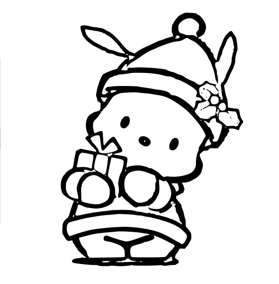 Coloriage Pochacco et Noël