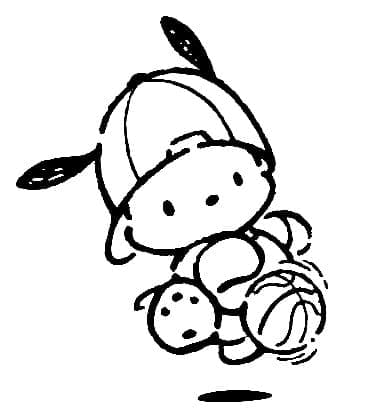 Coloriage Pochacco joue au basket-ball