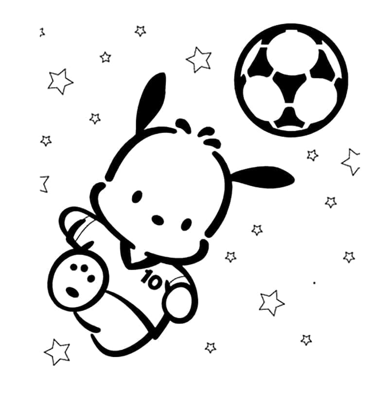 Coloriage Pochacco joue au football