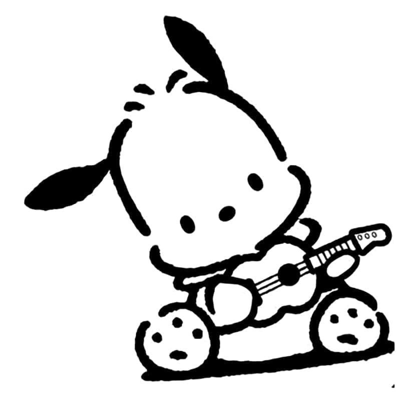 Coloriage Pochacco joue de la guitare