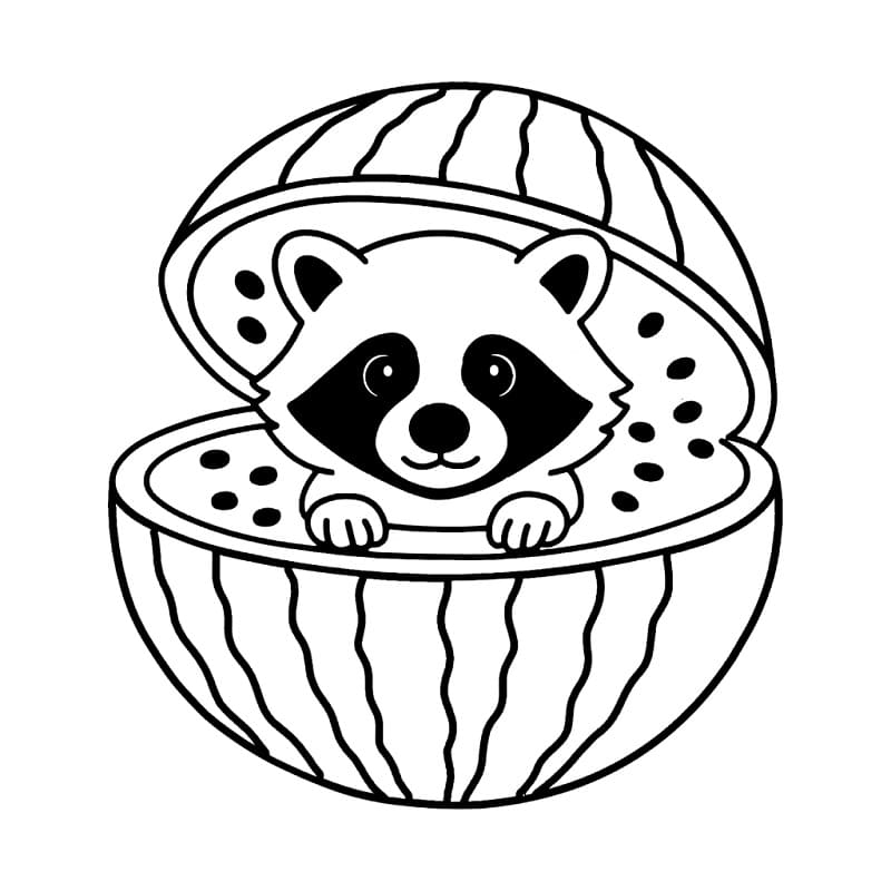 Coloriage Raccooni Watermelunni Brainrot