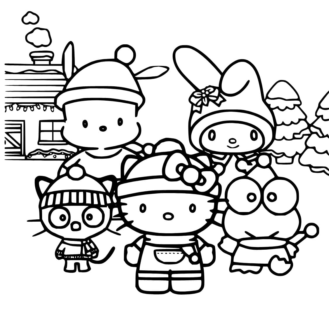 Coloriage Sanrio à Noël