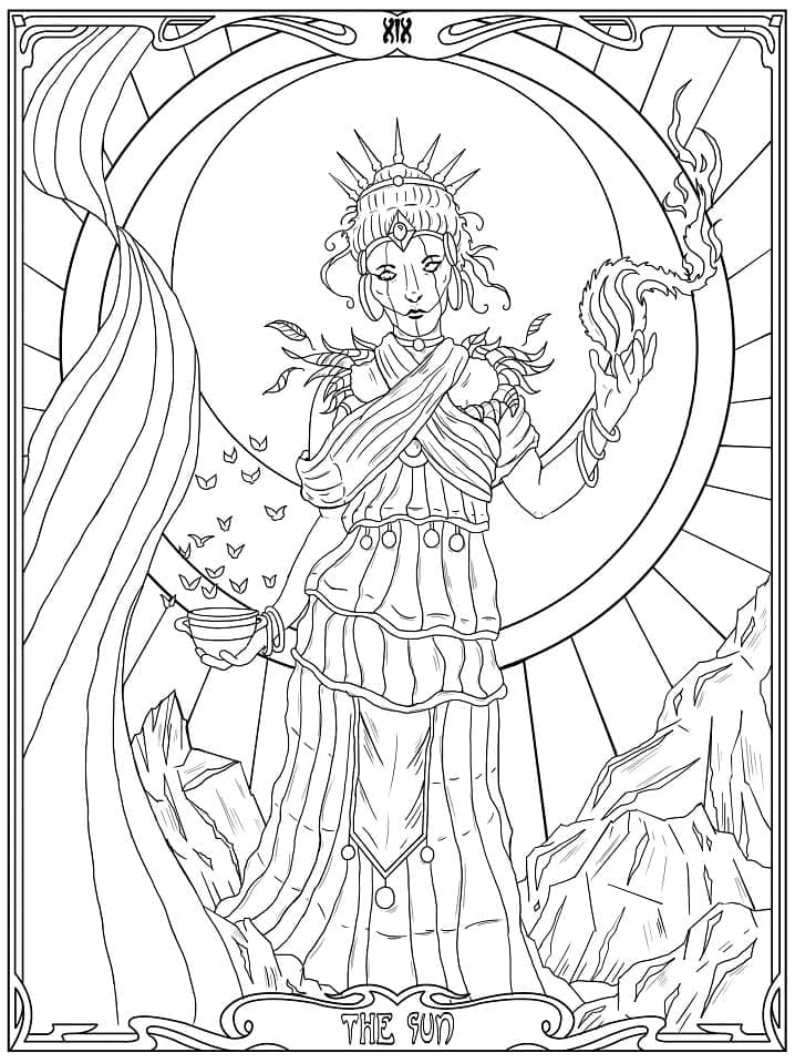 Coloriage Soleil Tarot