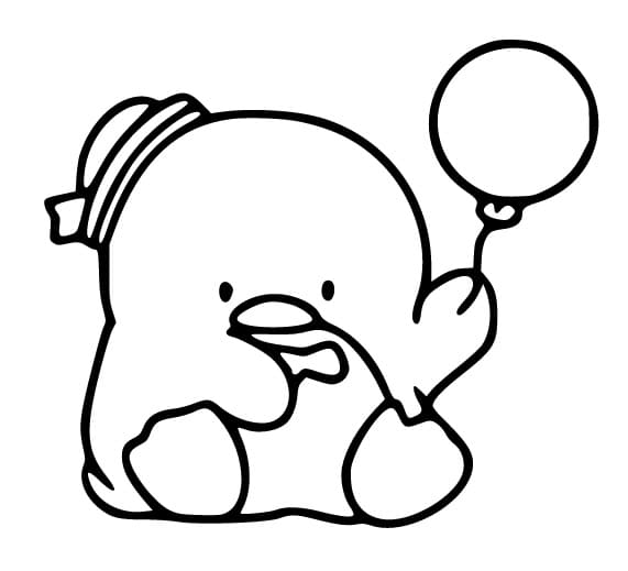 Coloriage Tuxedo Sam avec un Ballon