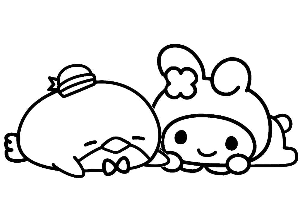 Coloriage Tuxedo Sam et My Melody
