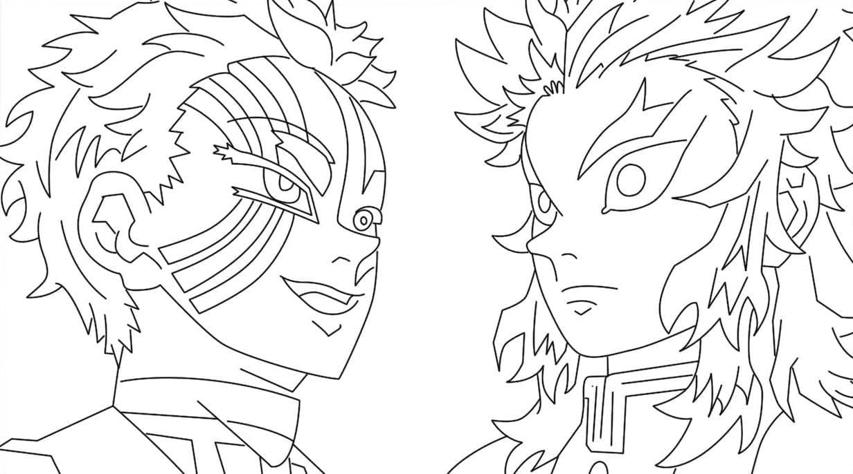 Coloriage Akaza et Kyojuro Rengoku