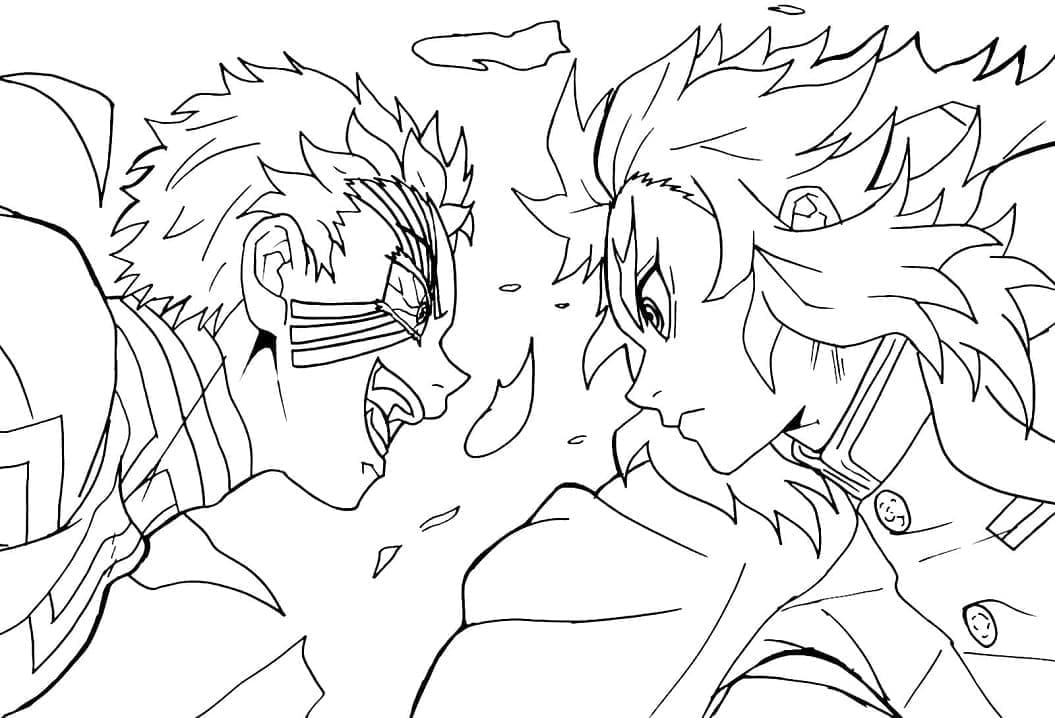 Coloriage Akaza vs Kyojuro Rengoku