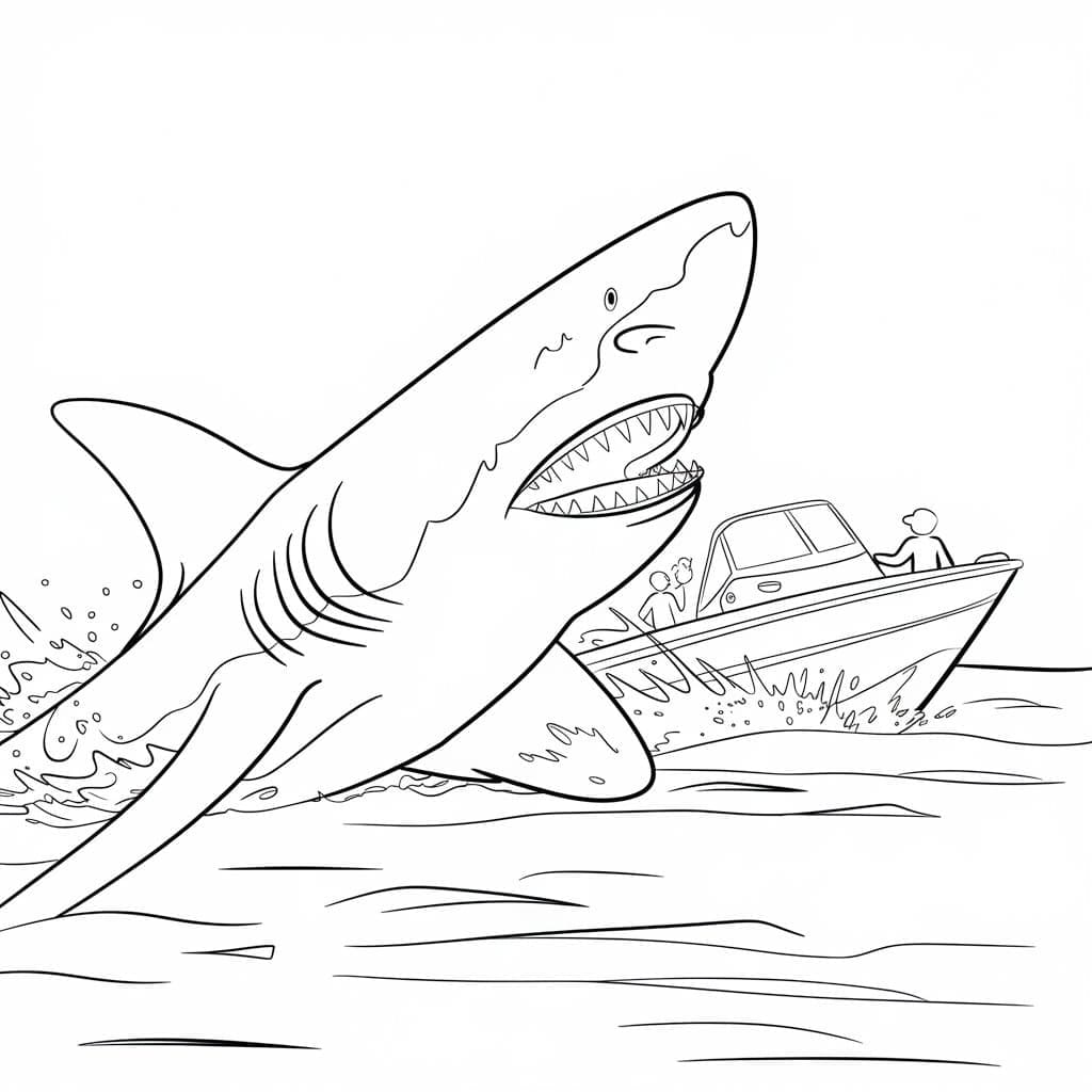 Coloriage Attaques de mégalodon