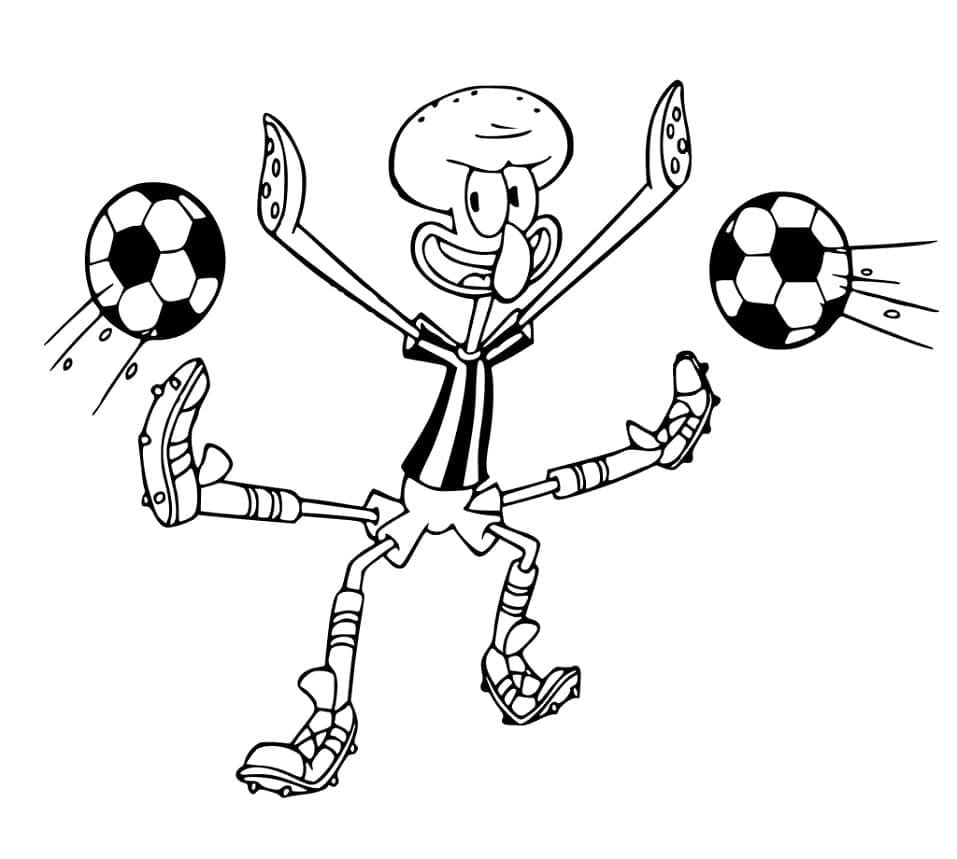 Coloriage Carlo Tentacule joue au football