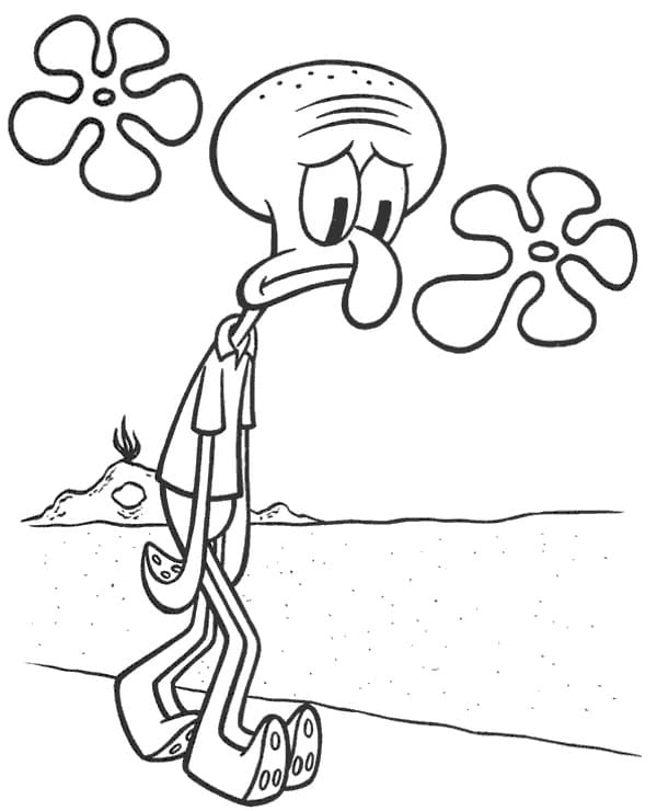 Coloriage Carlo Tentacule Triste
