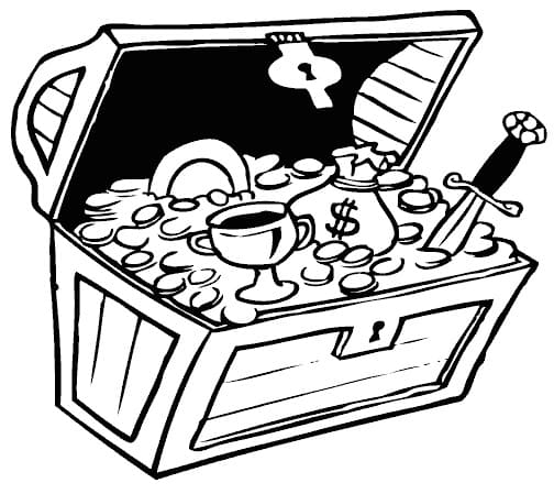 Coloriage Coffre au Trésor des Pirates