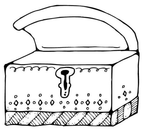 Coloriage Coffre au Trésor Gratuit