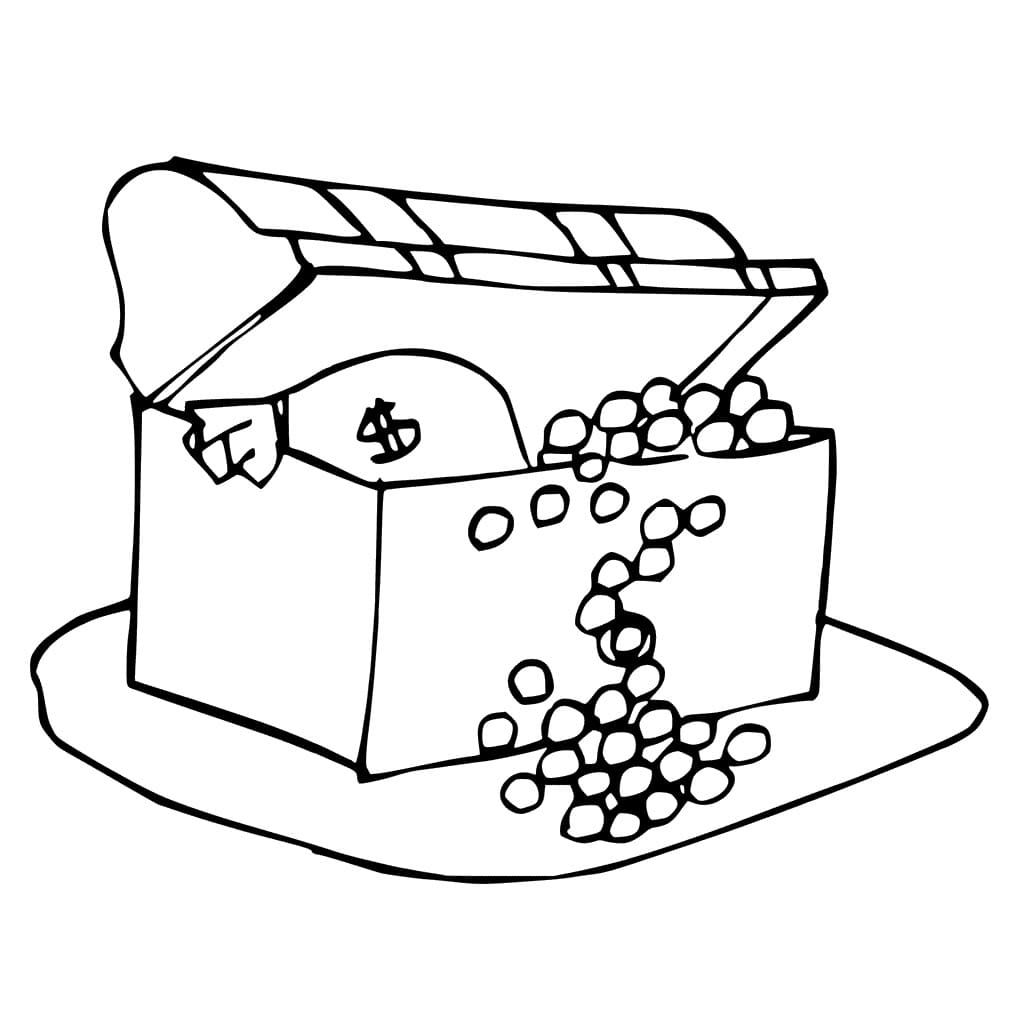 Coloriage Coffre au Trésor Imprimable Gratuit