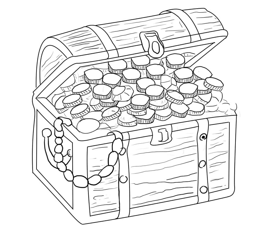 Coloriage Coffre au Trésor Imprimable Pour les Enfants