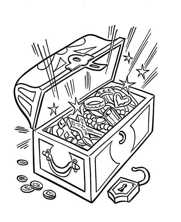 Coloriage Coffre au Trésor Imprimable