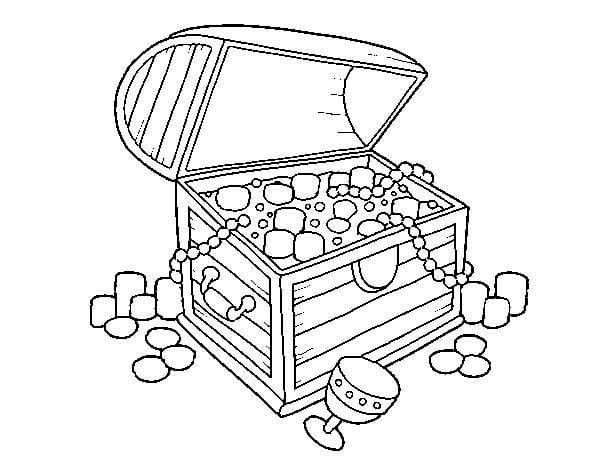 Coloriage Coffre au Trésor Ouvert