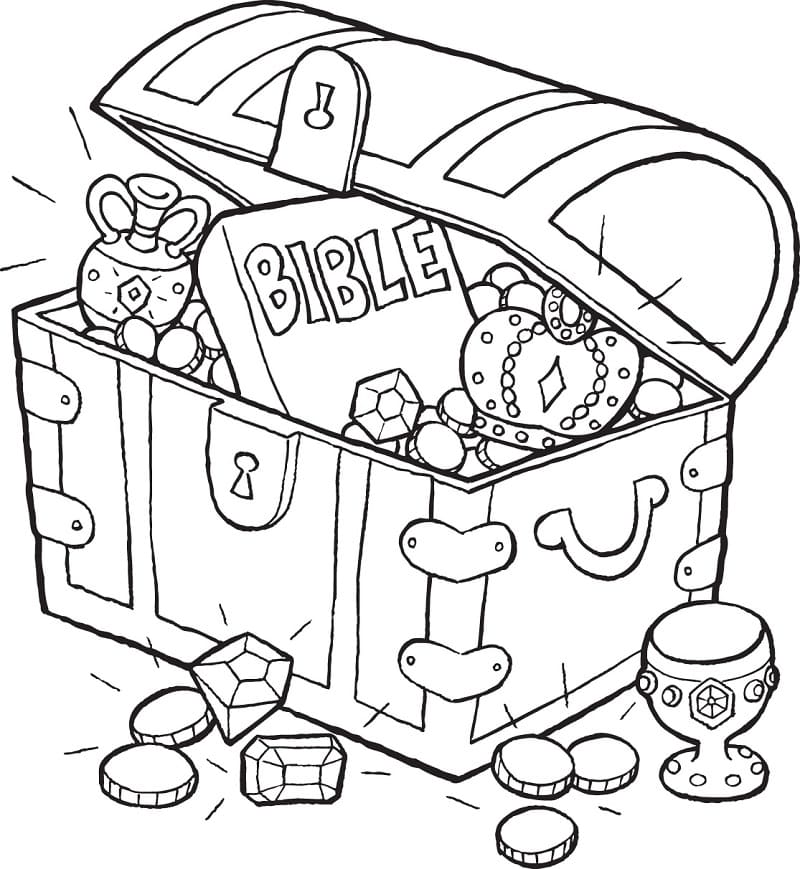 Coloriage Coffre au Trésor Pour Enfants