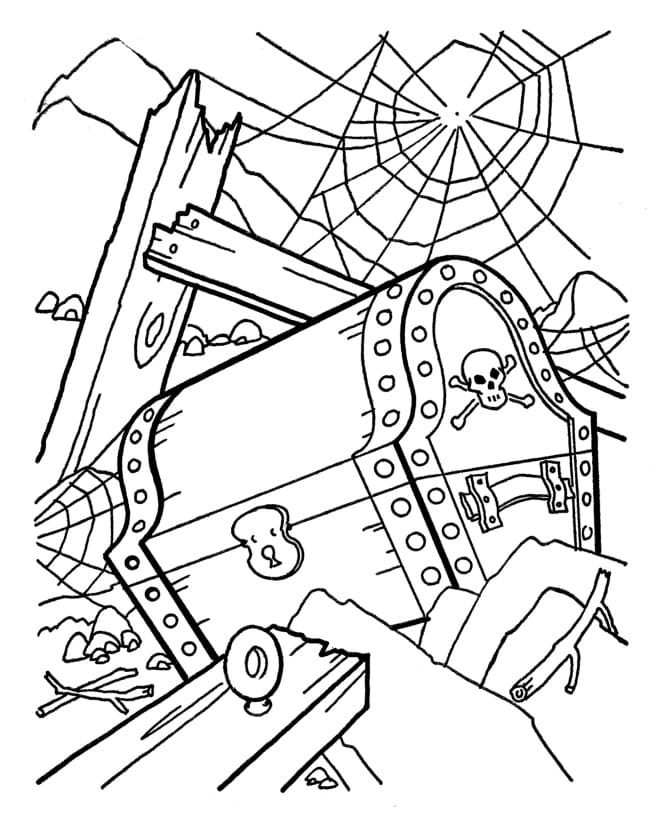 Coloriage Coffre au Trésor Pour les Enfants de 1 An