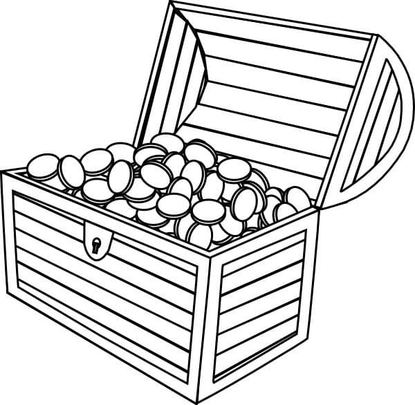 Coloriage Coffre au Trésor Pour les Enfants de 6 Ans
