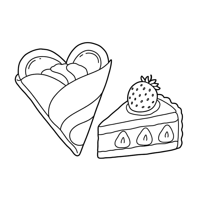 Coloriage Crêpe avec gâteau