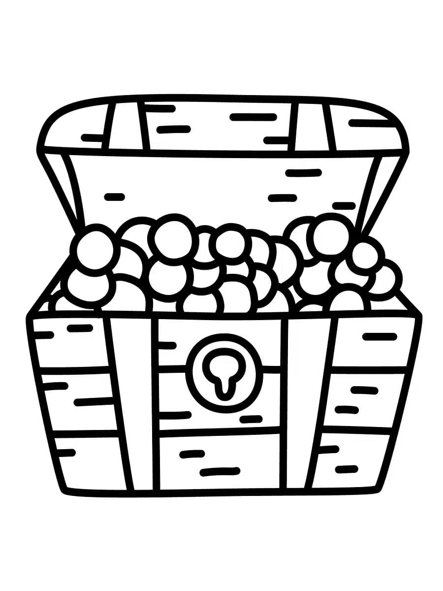 Coloriage Dessin de Coffre au Trésor Gratuit