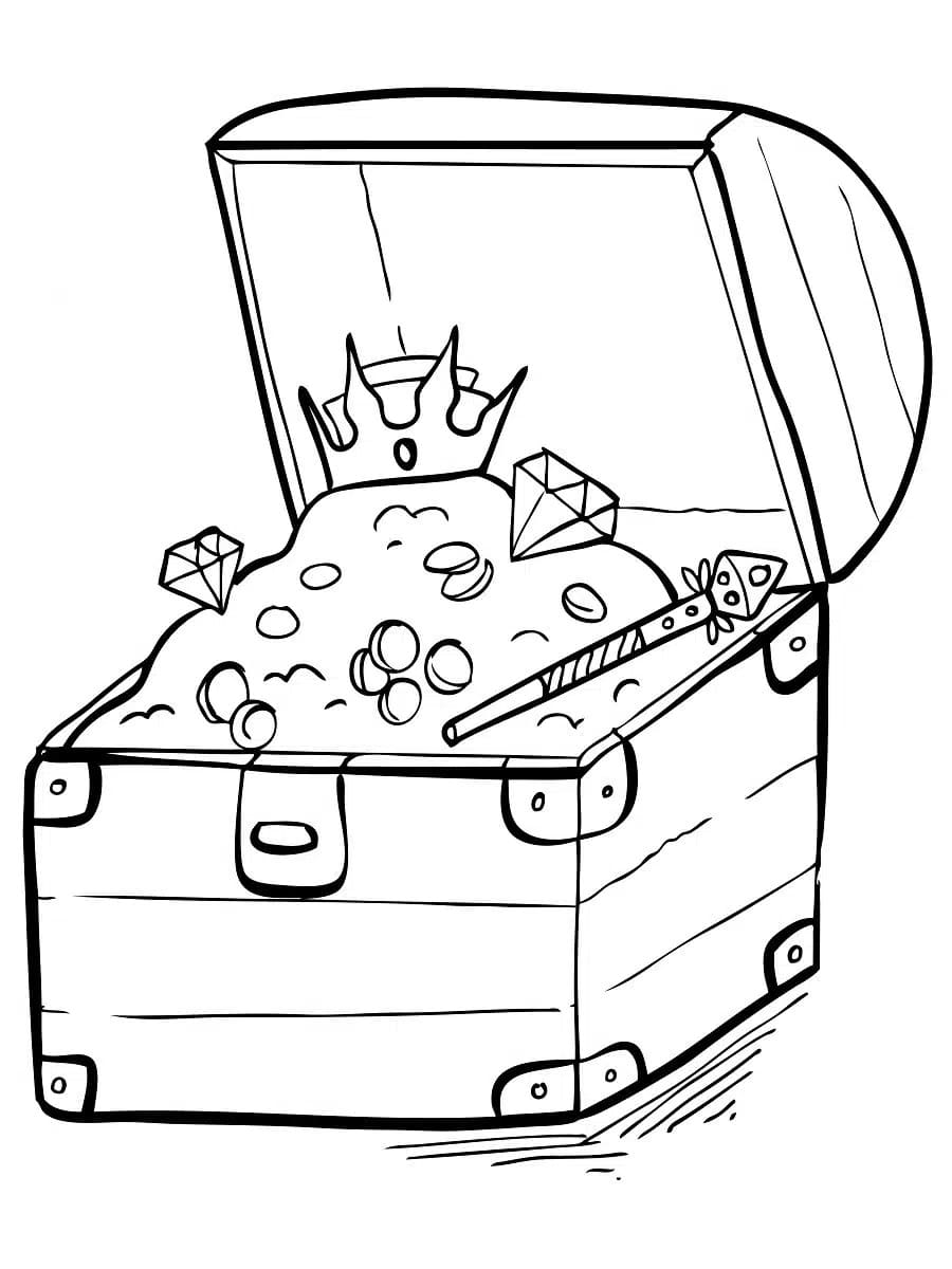 Coloriage Dessin Gratuit de Coffre au Trésor