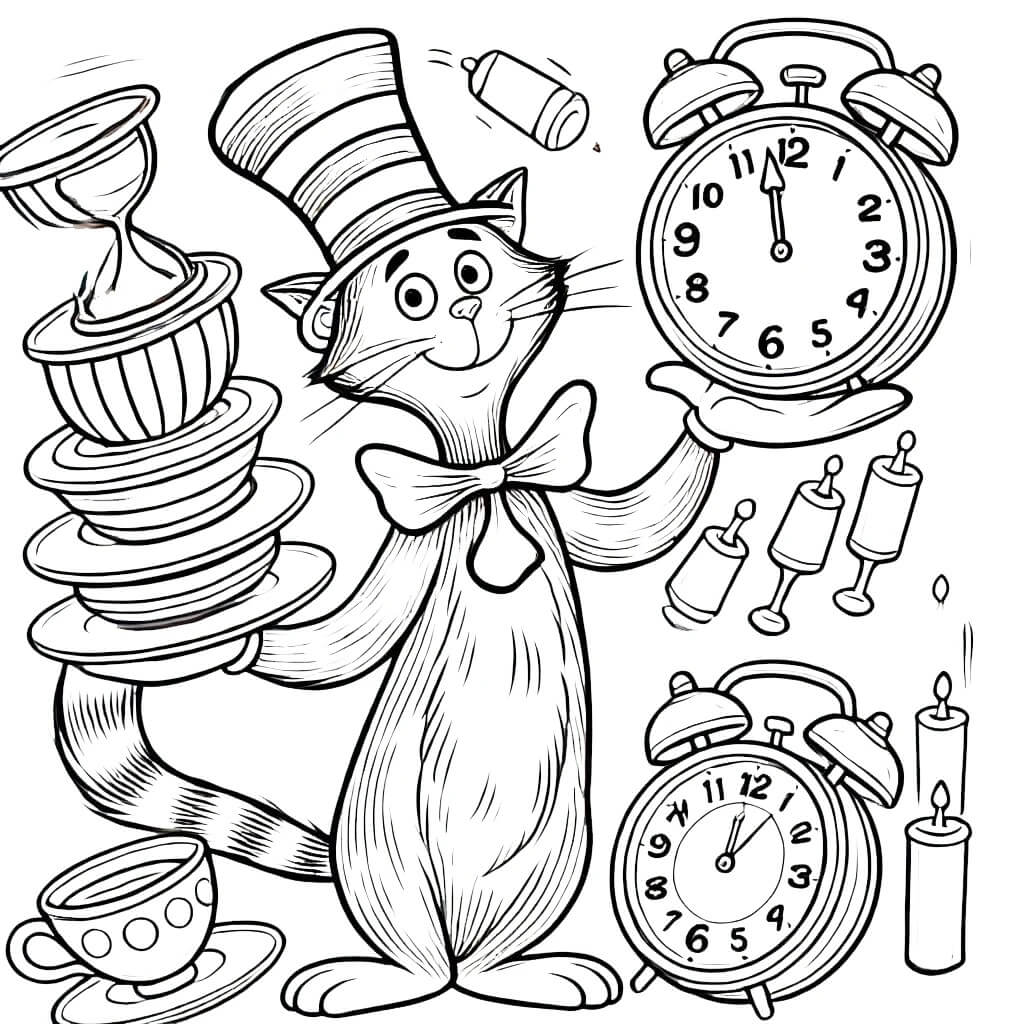 Coloriage Dessin Gratuit de Le Chat Chapeauté
